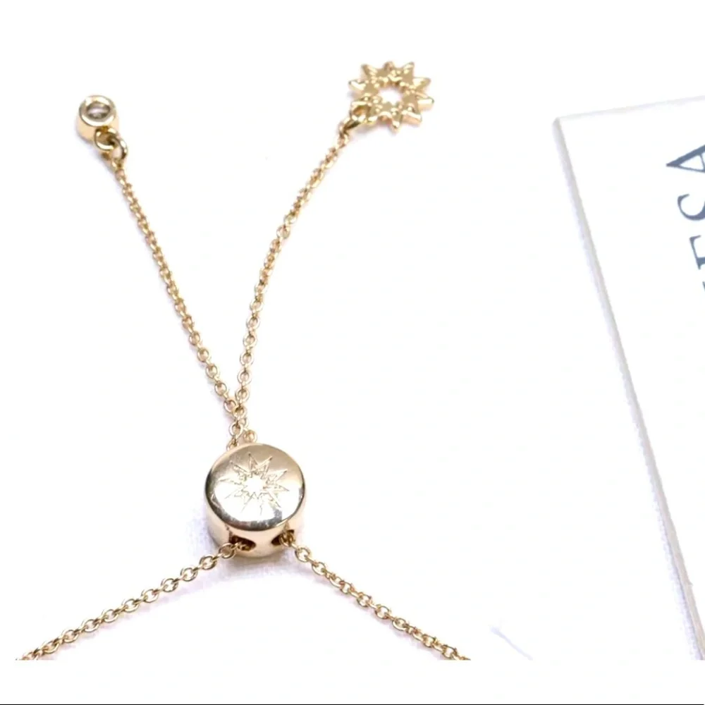 MARCHESA ADJUSTABLE SLUDER BRACELET GOLD TONE WITH CLEAR CRYSTALS NWT - Picture 4 of 5